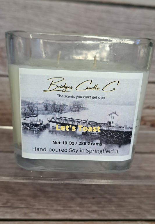 Let's Toast 2-Wick Square Glass Candle