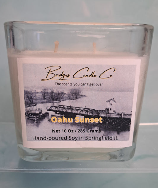 Oahu Sunset 2-Wick Square Glass Candle