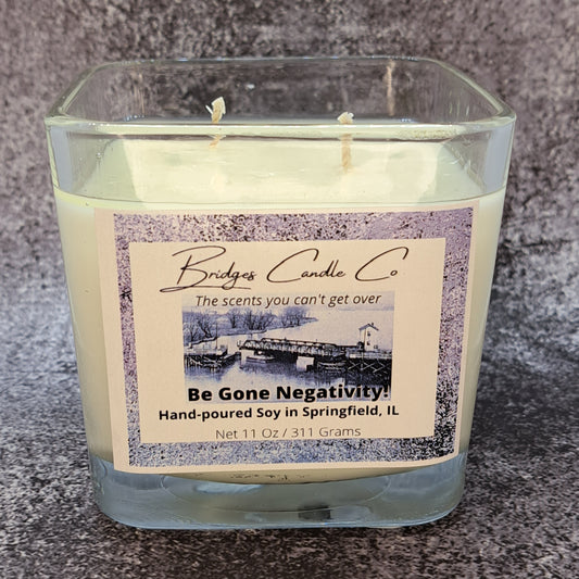 Be Gone Negativity! 2-Wick Square Glass Candle